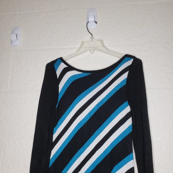 WHBM Black and Blue Asymmetric Hem Sweater Dress S - Picture 13 of 16